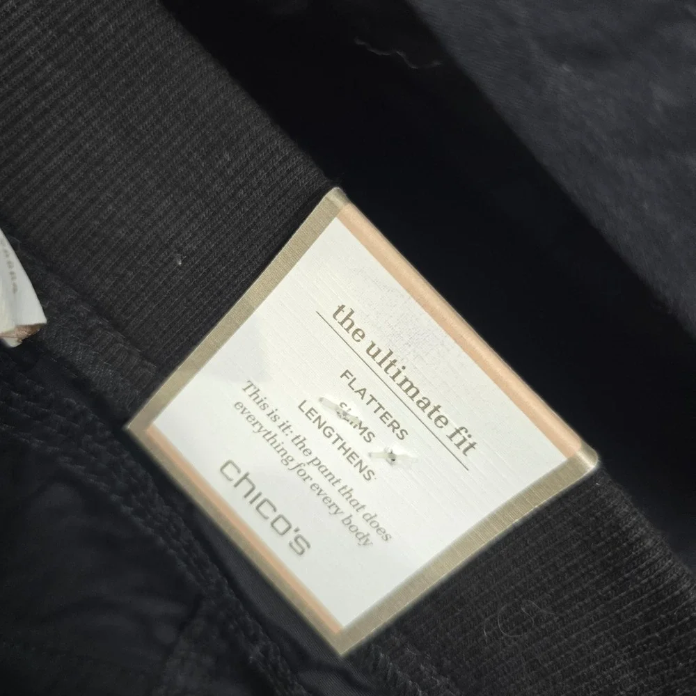 NWT Chicos Cotton Utility Pants Black The Ultimate Fit 3.5 Cargo Straight Leg
